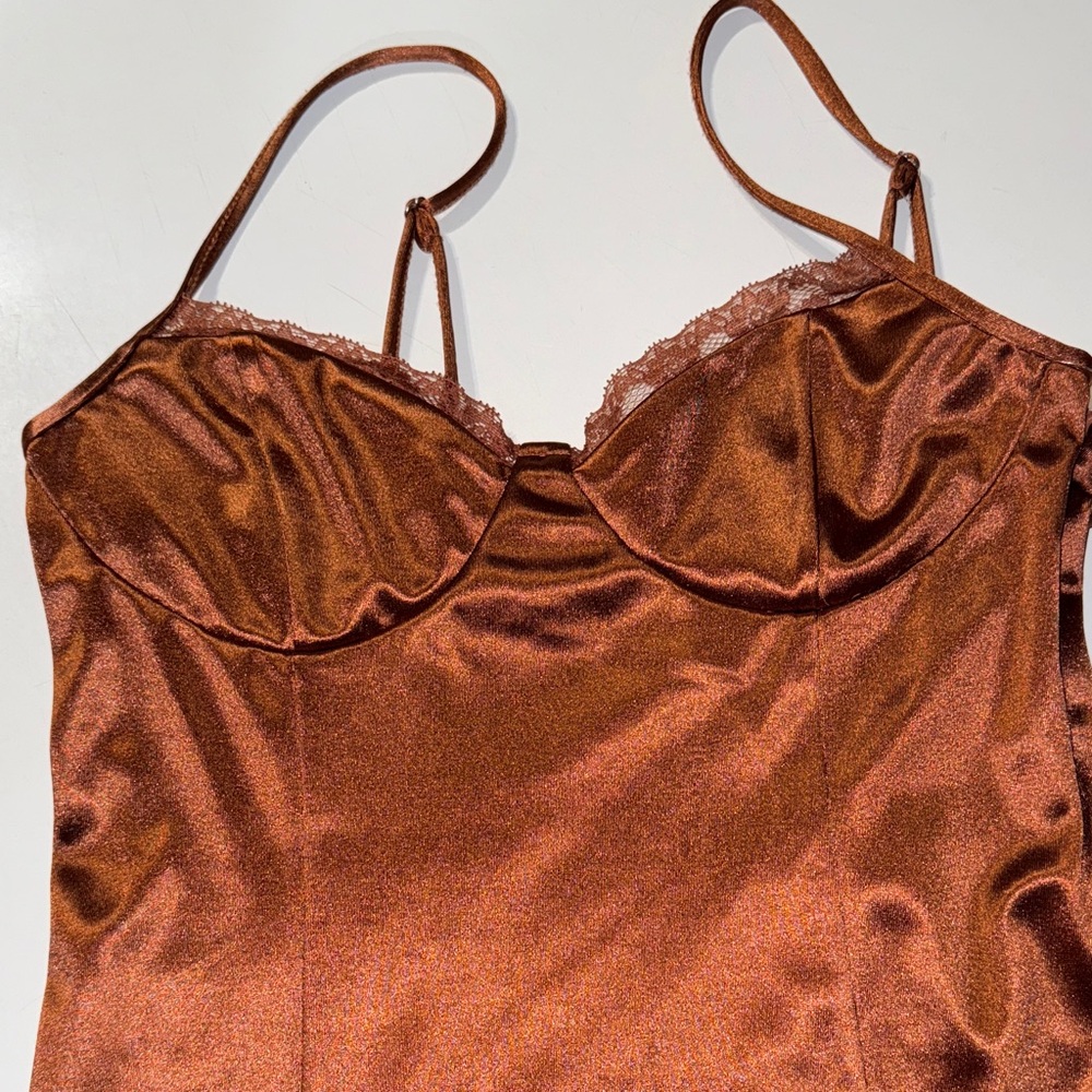 Forever‎ 21 Shimmering Copper Satin Dress - Picture 3 of 5
